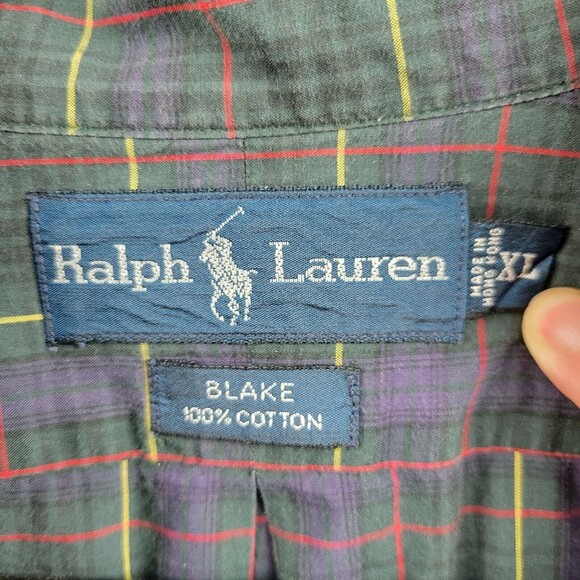 RALPH LAUREN Green Plaid Blake Cotton Long Sleeve Button Down Shirt SIZE XL - Picture 12 of 12